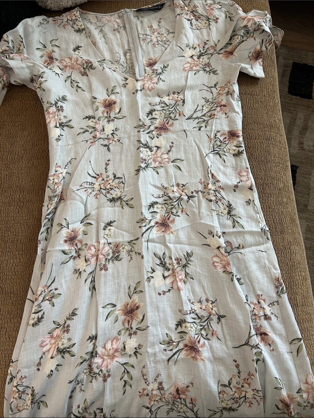 Floral V-Neck Midi Dress in Light Blue by